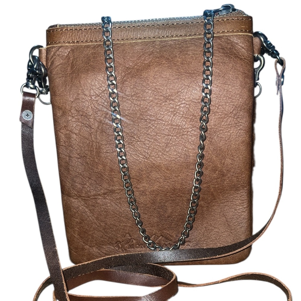 Montana West Leather and Hair-on Cowhide Crossbody Brown Rustic Western Charm - Picture 2 of 3